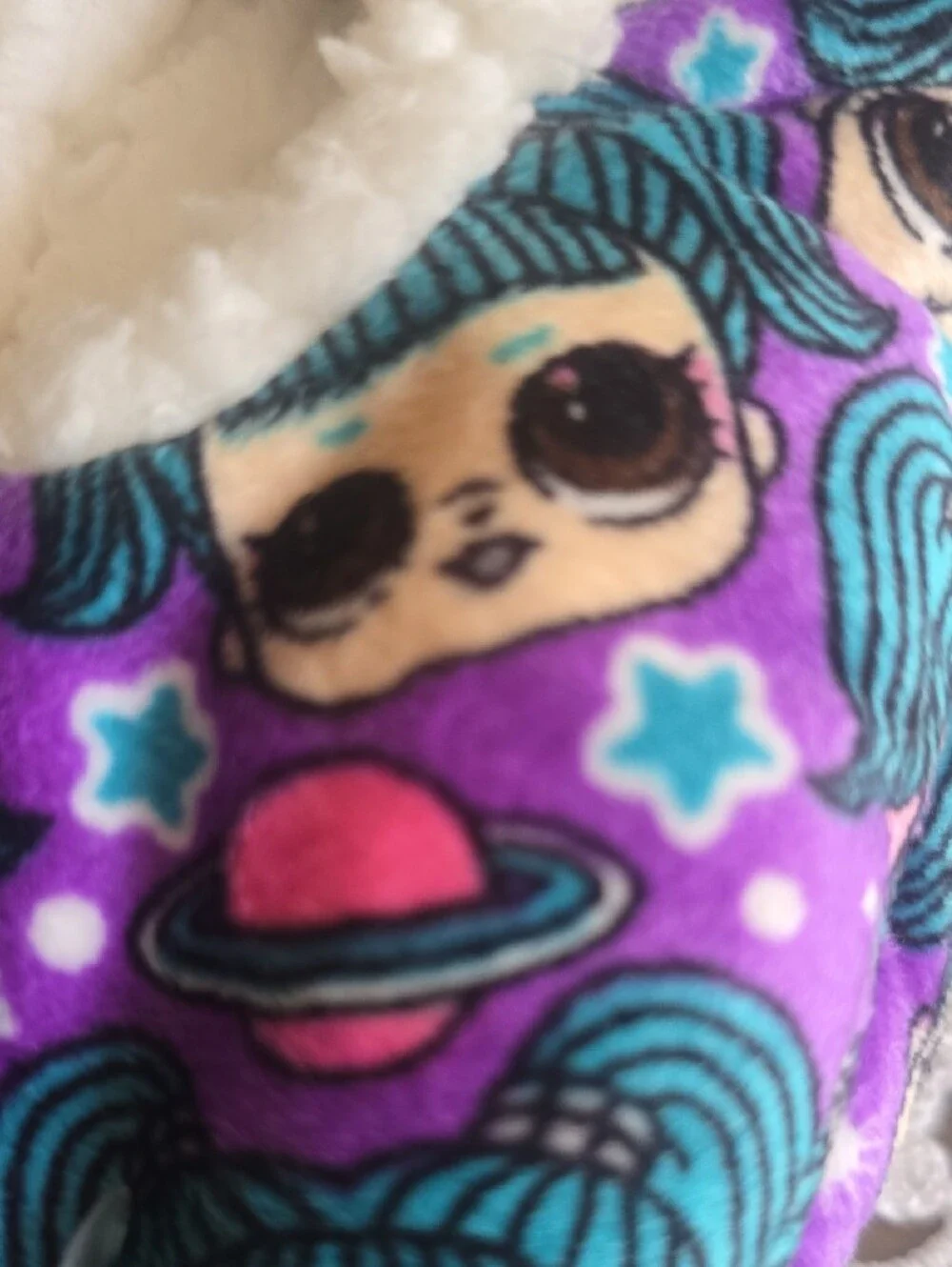 L.O.L. Surprise! Purple and Teal Girls' Plush Footie Slippers